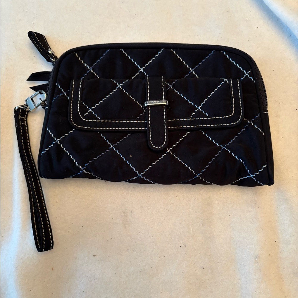 Vera Bradley Black Berkeley Clutch Microfiber Wristlet Wallet